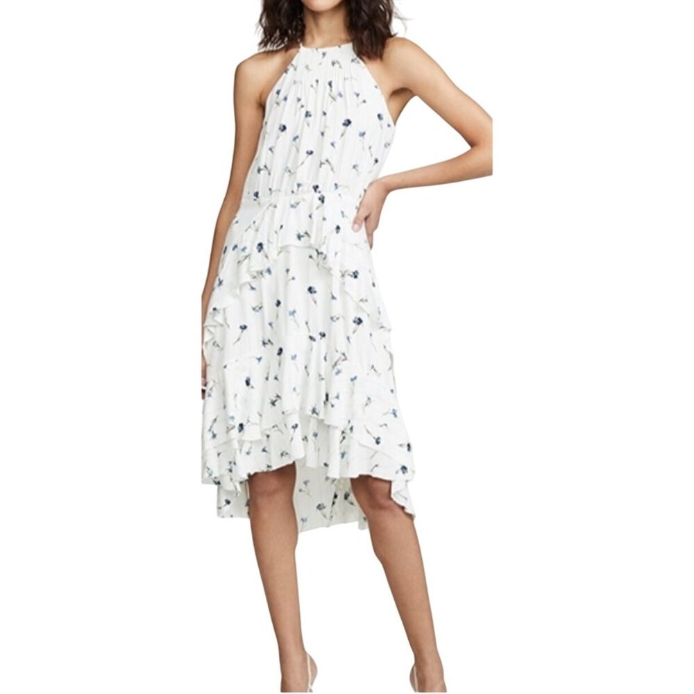 Joie Lamberta Women's Sz 10 White Floral Ruffled Dress